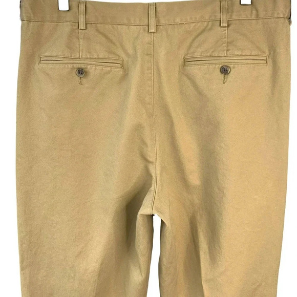 Lands' End Traditional Fit Pleated Chino Pants Men Size 38 Khaki Straight Leg - Picture 8 of 16